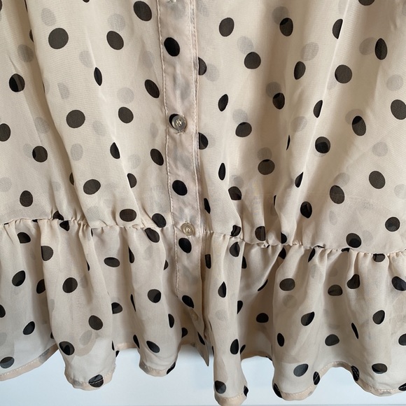 Material Girl Sheer Polka Dot Top With Studded Collar - Picture 7 of 10